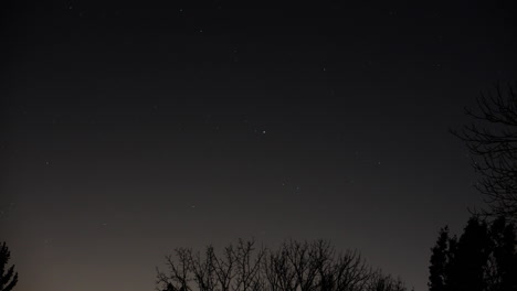 Die-Kamera-Verfolgt-Den-Stern-Fomalhaut-Im-Sternbild-Piscis-Austrinus,-Während-Er-Sich-Durch-Den-Himmel-Und-Hinter-Kahlen-Ästen-Bewegt