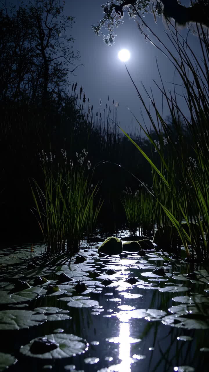 Moonlit Pond at Night