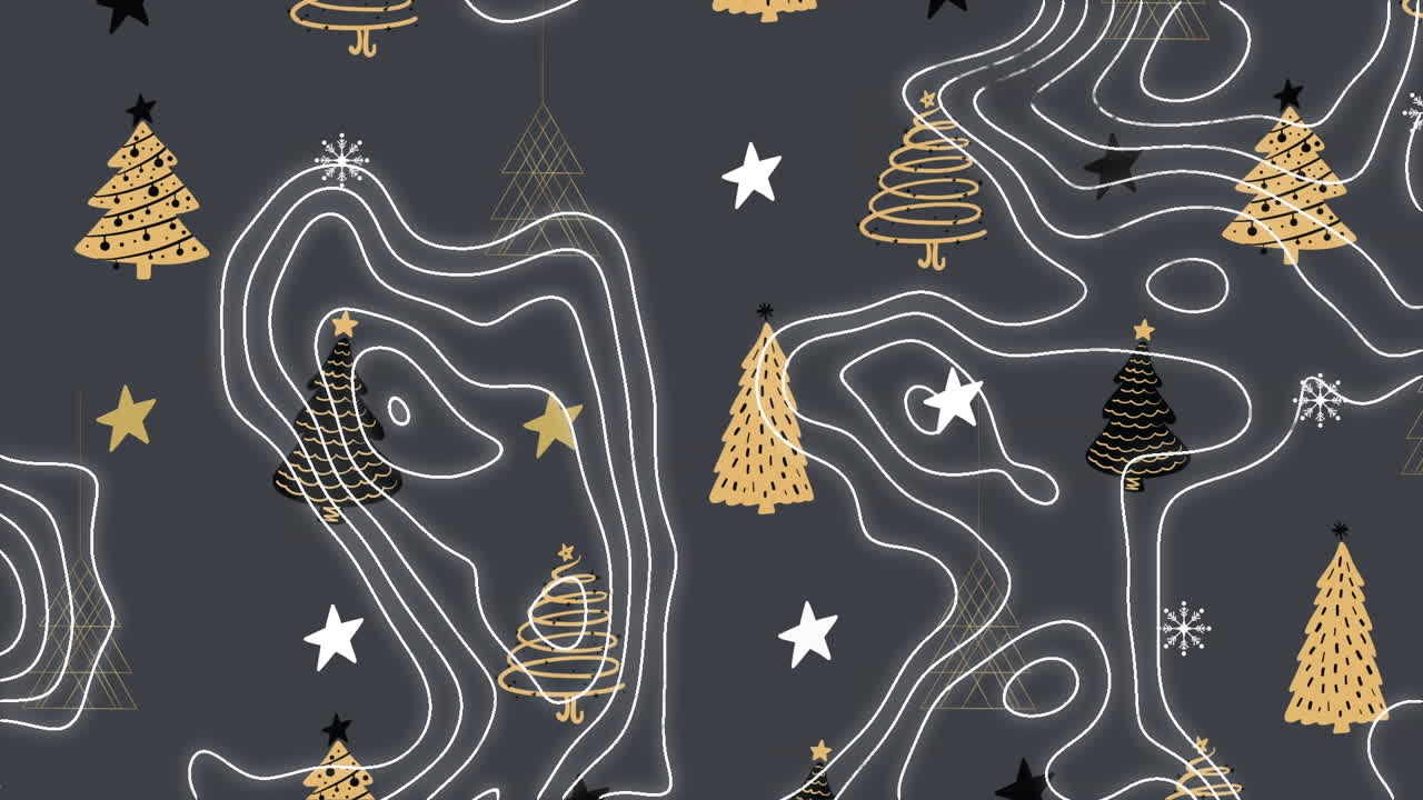 topografía sobre el árbol de navidad y las estrellas iconos en patrón sin costuras en fondo gris