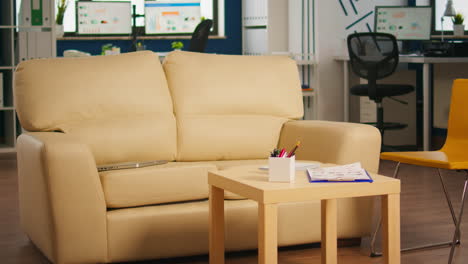 interior of empty creative office with dusky light