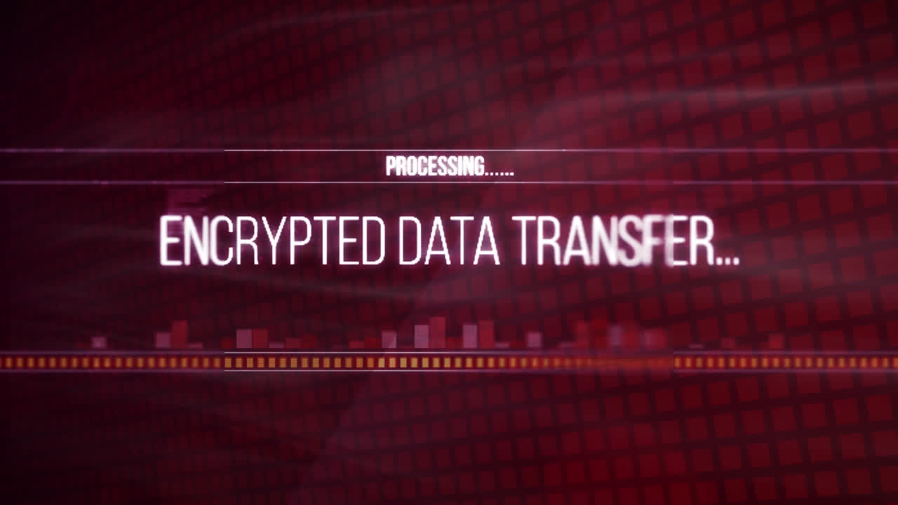 animación del procesamiento de datos sobre fondo rojo