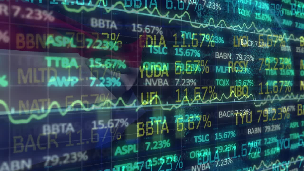 Animazione di grafici ed elaborazione dati sulla bandiera dei Paesi Bassi su sfondo nero