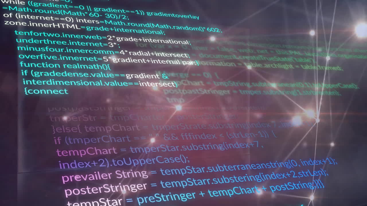 Animation of network of connections and digital data processing
