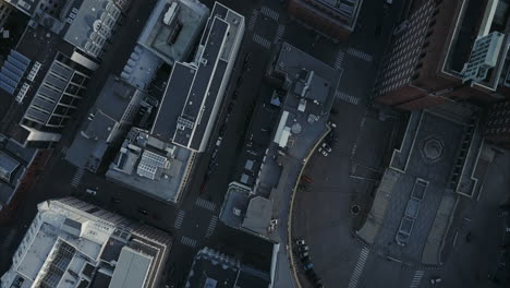 aerial straight down shot of streets near oslo city hal, norway