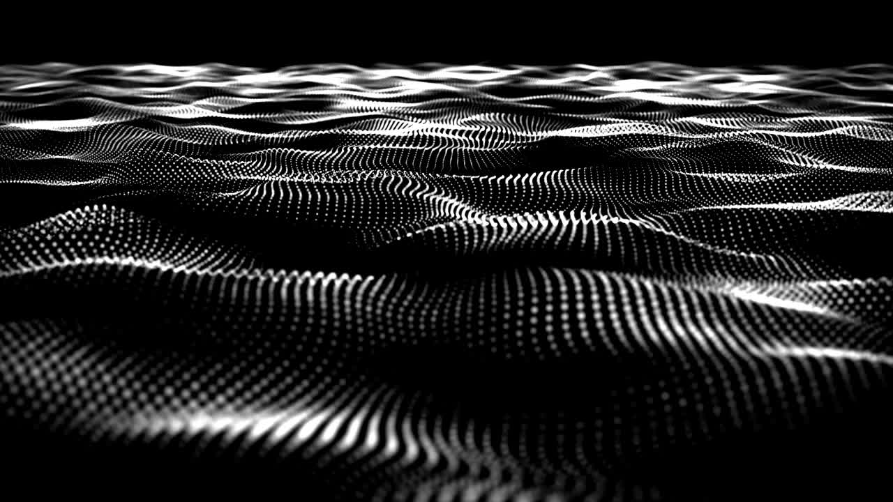 White Wave Data Network as Particle System Loopable Background Video Animation.