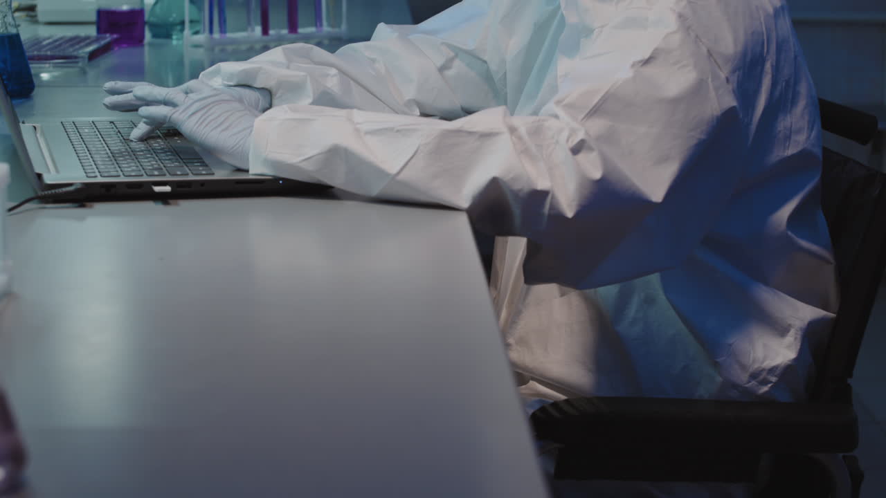 Slowmo of Female Scientist Working in Lab