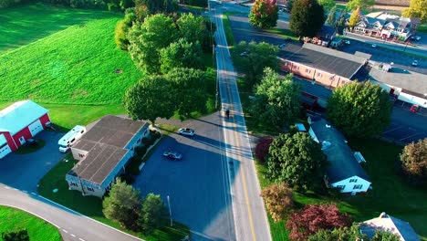 amish horse and buggy seen by drone