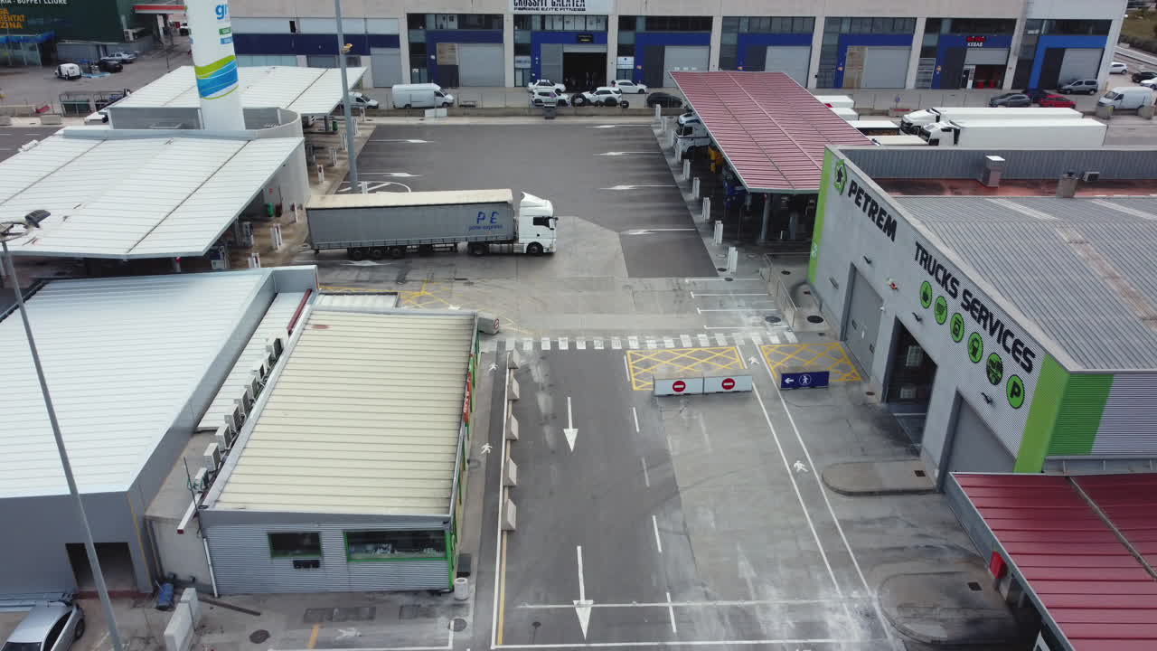 Truck Stop and Gas Station Aerial View