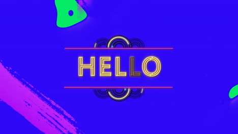 animation of shapes moving over hello text