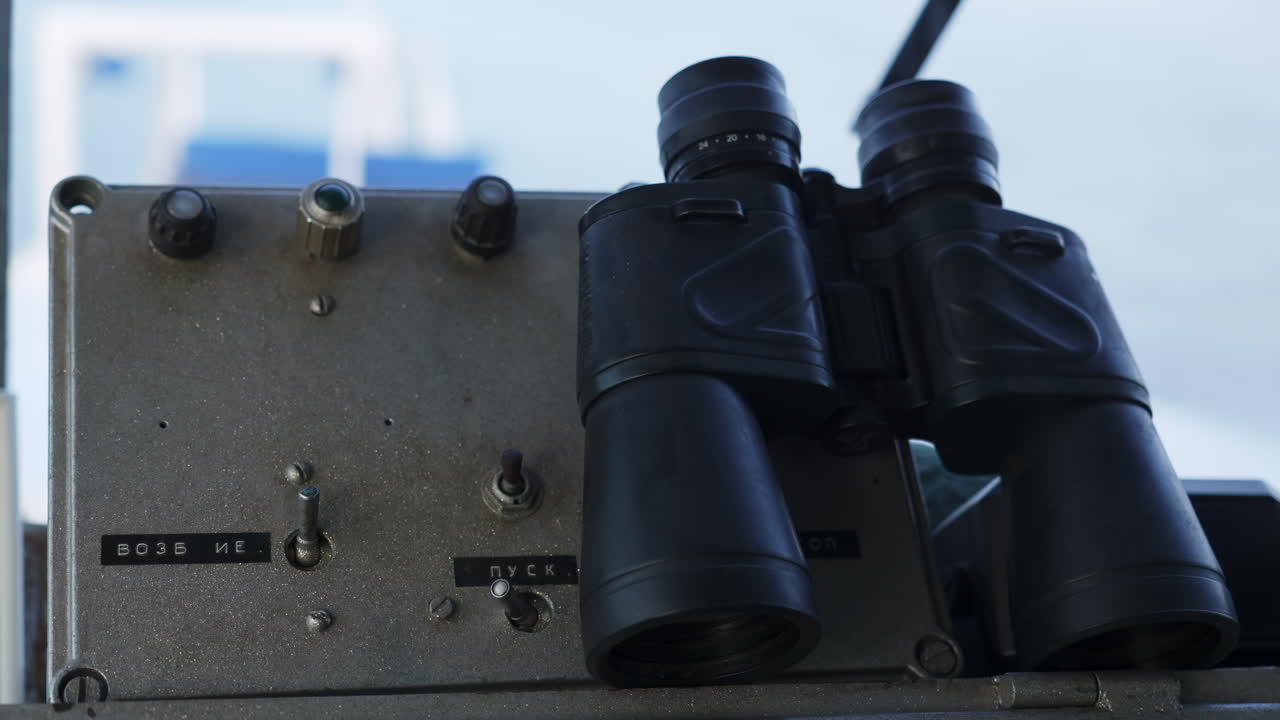 Binoculars on a Ship's Control Panel
