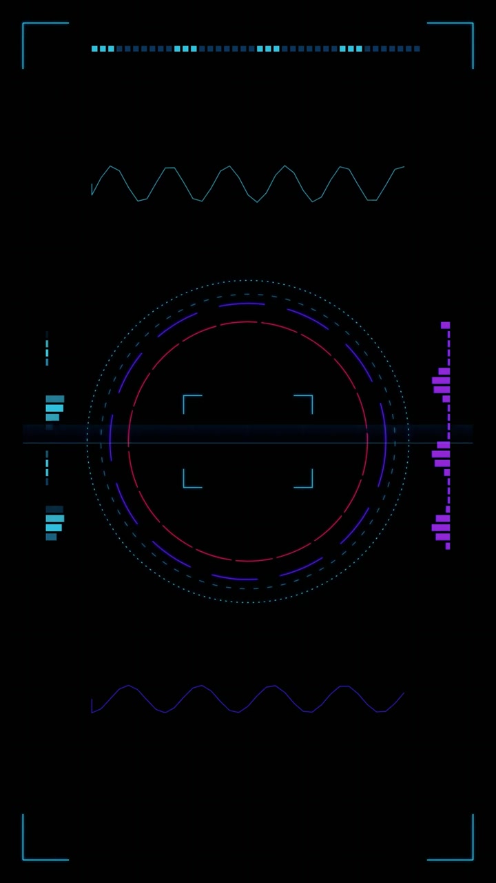 Futuristic Digital HUD Interface with Scanning Circle Animation