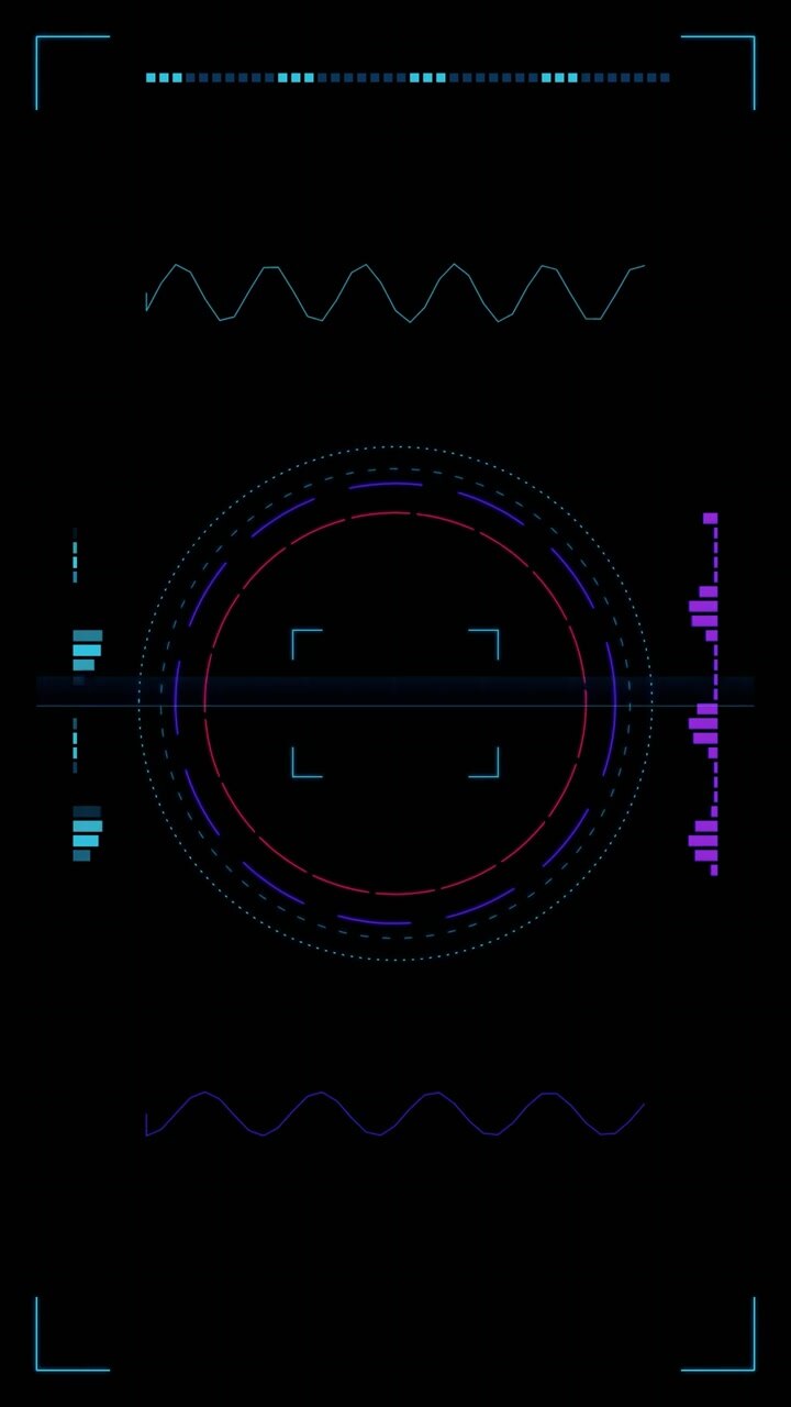 Futuristic Digital HUD Interface with Scanning Circle Animation