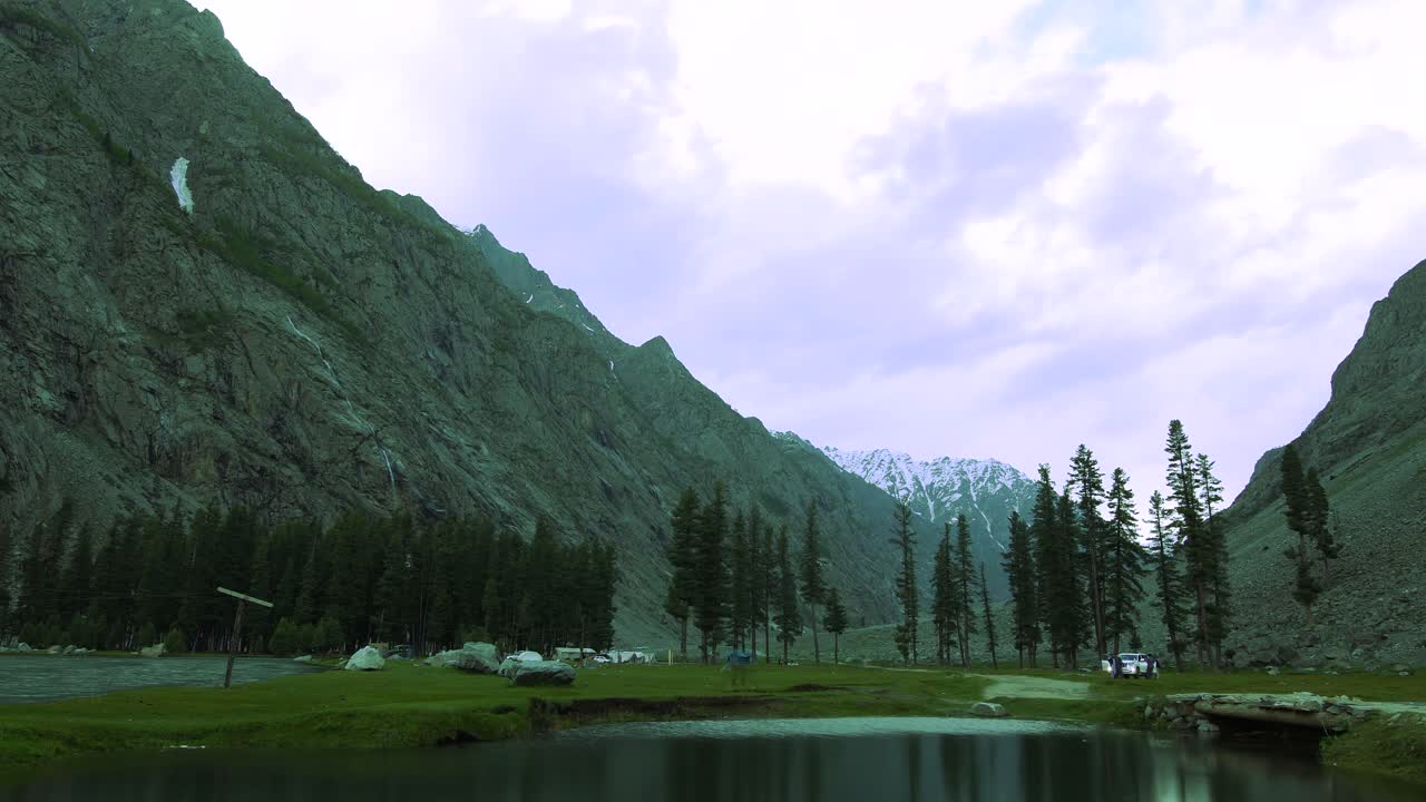 Timelapse of a small lake in a beautiful village