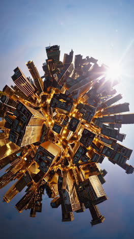 miniature cityscape panorama at dawn