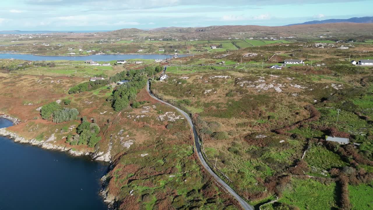 Scenic Routes Of Sky Road In County Galway, Clifden, Connemara, Ireland. Aerial Drone Shot
