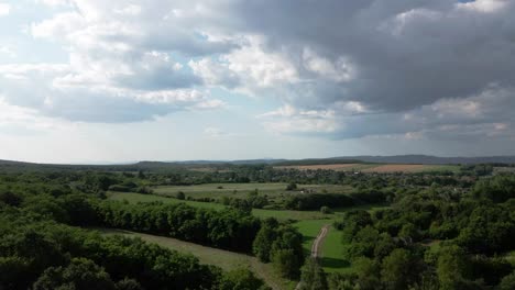 aerial hyperlapse of clouds at the hungarian countryside