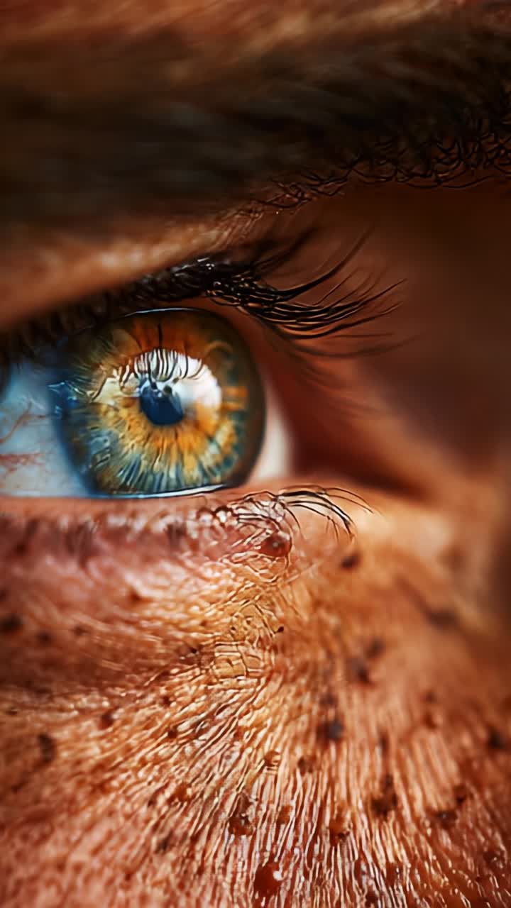 A Close-Up Exploration of an Eye, Revealing Intricate Details of Color, Texture, and Expression Captured in Stunning Clarity