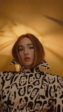 woman in leopard print coat