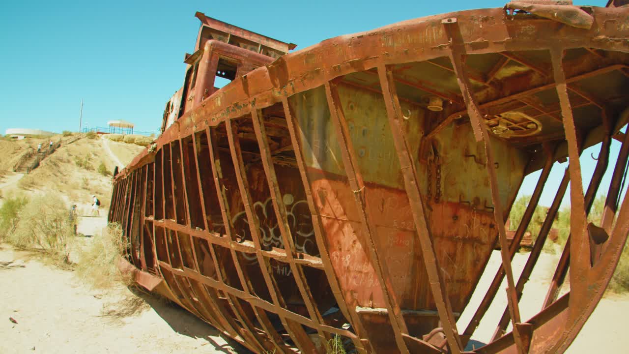 Aral Sea desert Sea Ships remains at Muynak Karakalpak Uzbekistan Soviet era 15 of 50
