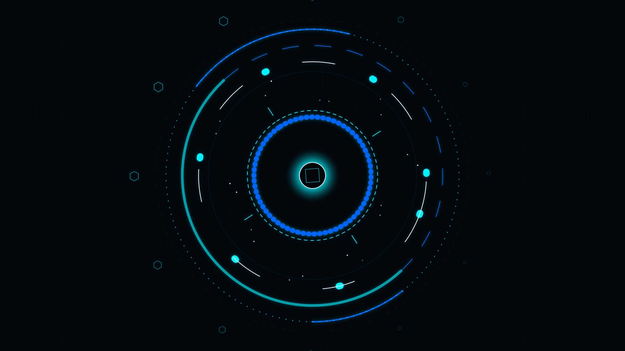 Abstract Digital HUD Interface with Rotating Circular Elements