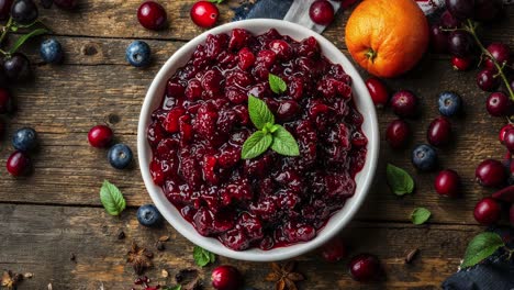 cranberry sauce with orange and blueberries