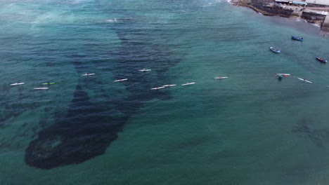 aerial shot over surf ski race in gran canaria