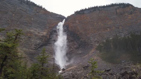 large waterfall takakkaw falls yoho national park british columbia approached tilt