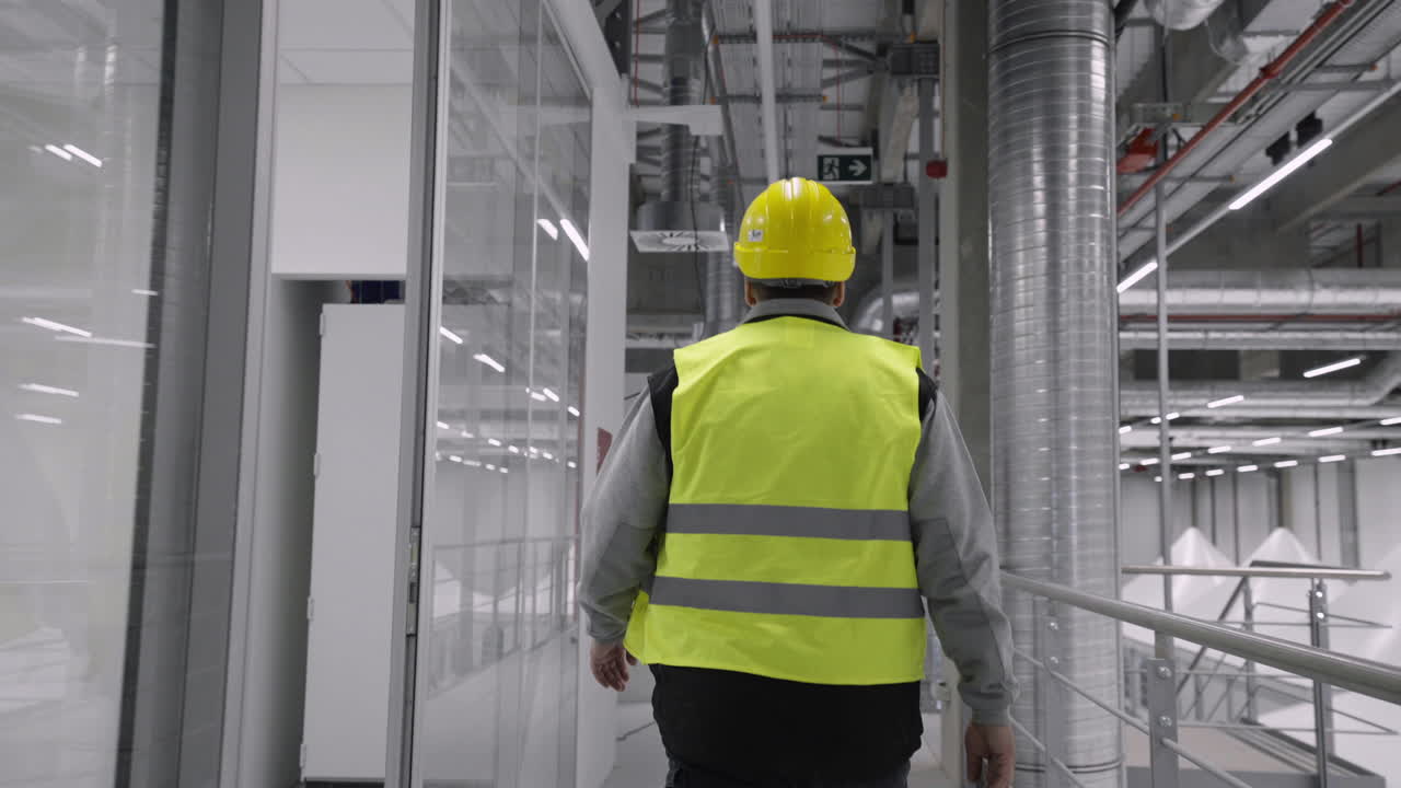 사무실 창문 을 따라 고 있는 사람