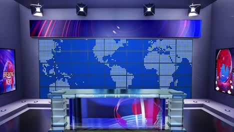 3d virtual news studio with news background loop 4k