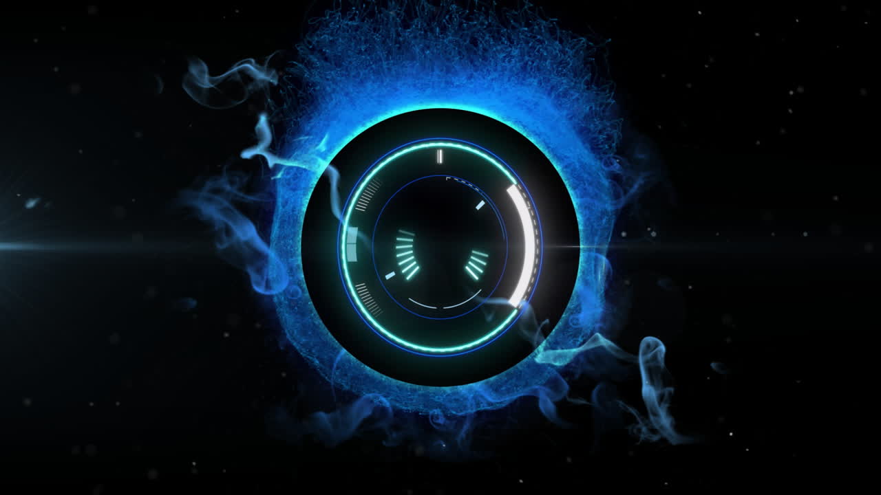 Animation of scope scanning and digital data processing over black background