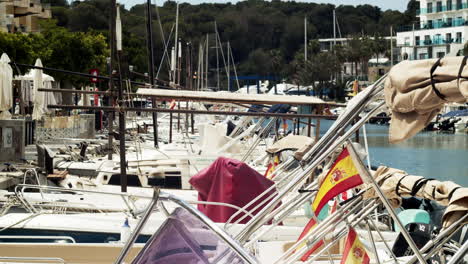 row of motor boats tied up in portochristo marina