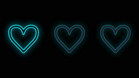 Neon-blue-love-hearts-pattern-in-night