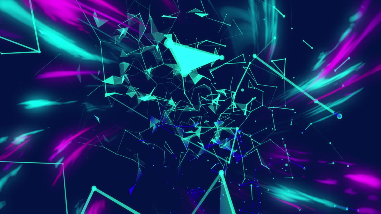 animación de rastros luminosos sobre una red de conexiones sobre fondo negro