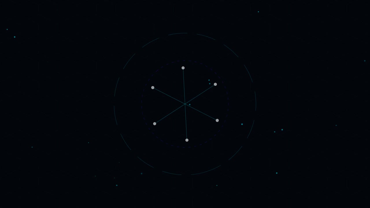 Abstract Digital Network Graphic Rotating on Dark Background
