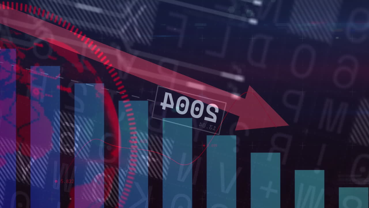 animación del procesamiento de datos financieros sobre un fondo negro