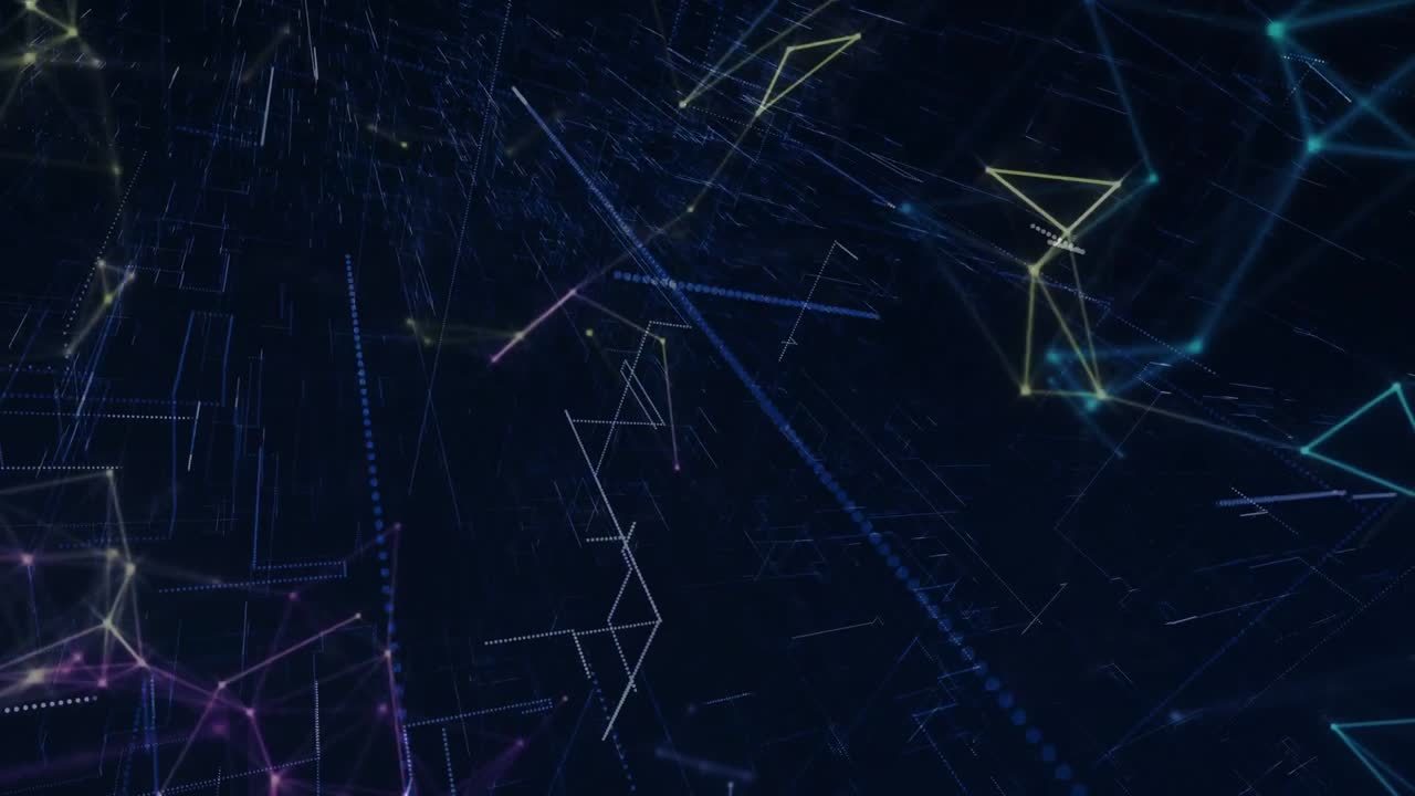 animación de redes brillantes de puntos conectados flotando sobre un fondo negro