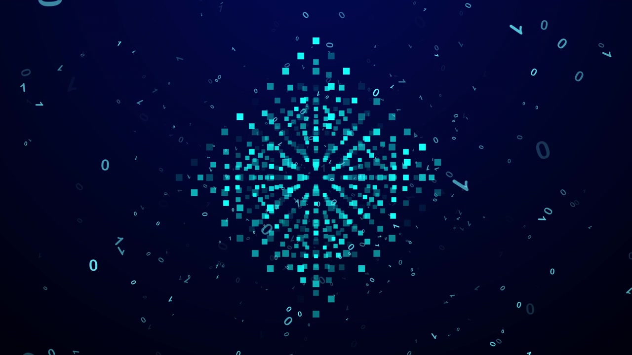 Abstract Digital Data Visualization with Rotating Geometric Cube