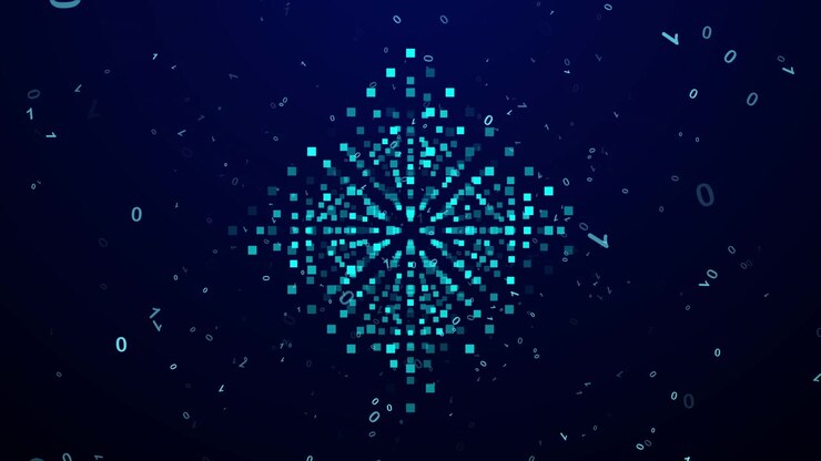Abstract Digital Data Visualization with Rotating Geometric Cube