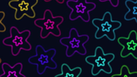 Neon-rainbow-stars-pattern-in-dark-space