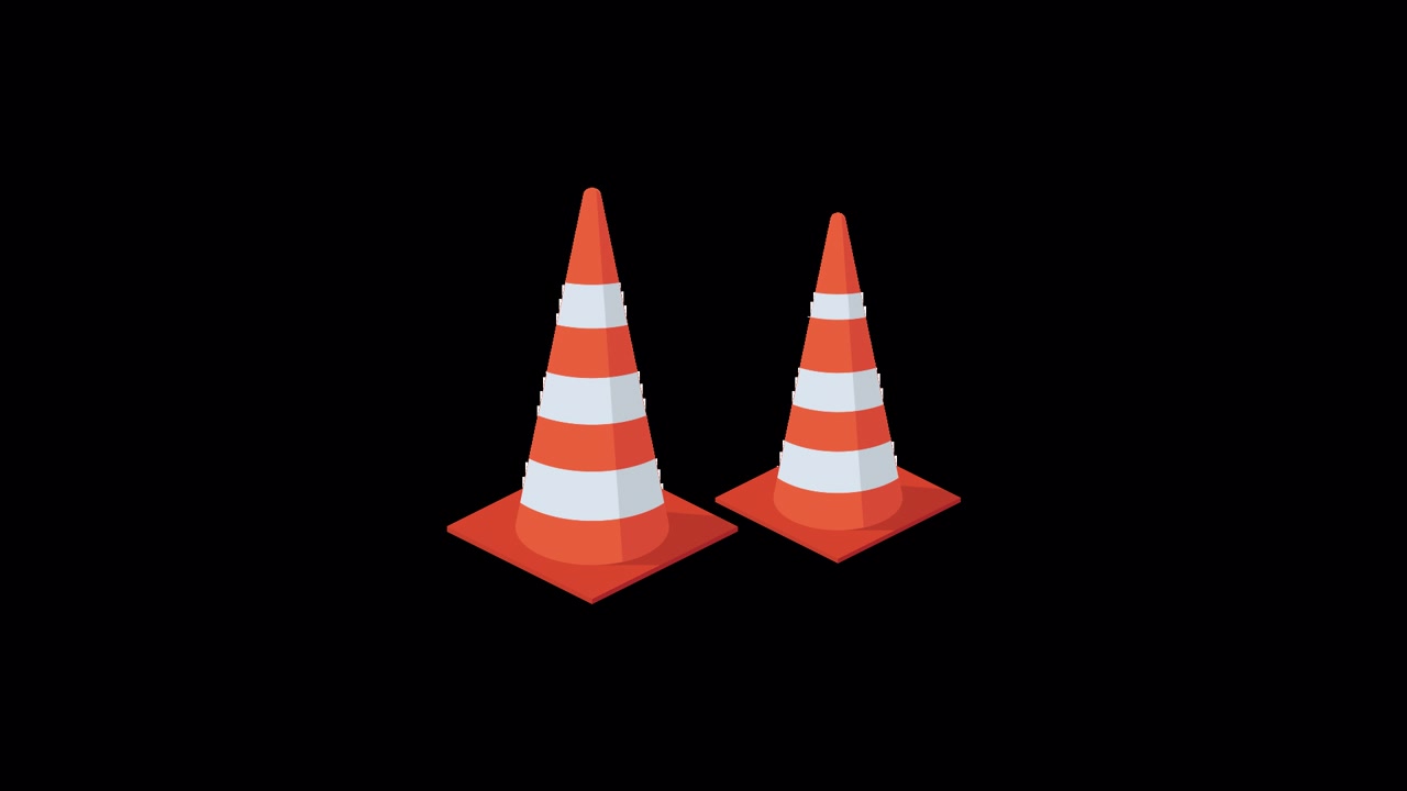 Animated Isometric Traffic Cones with Reflective Stripes
