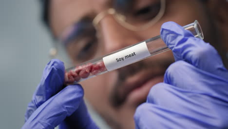 soy meat sample in a test tube