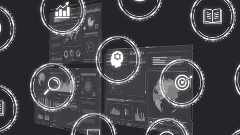 data analytics and business intelligence animation over digital dashboard interface