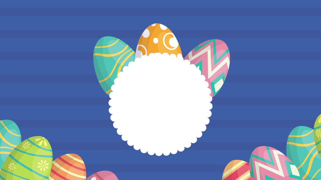 달을 칠한 프레임과 함께 행복한 부활절 애니메이션 카드