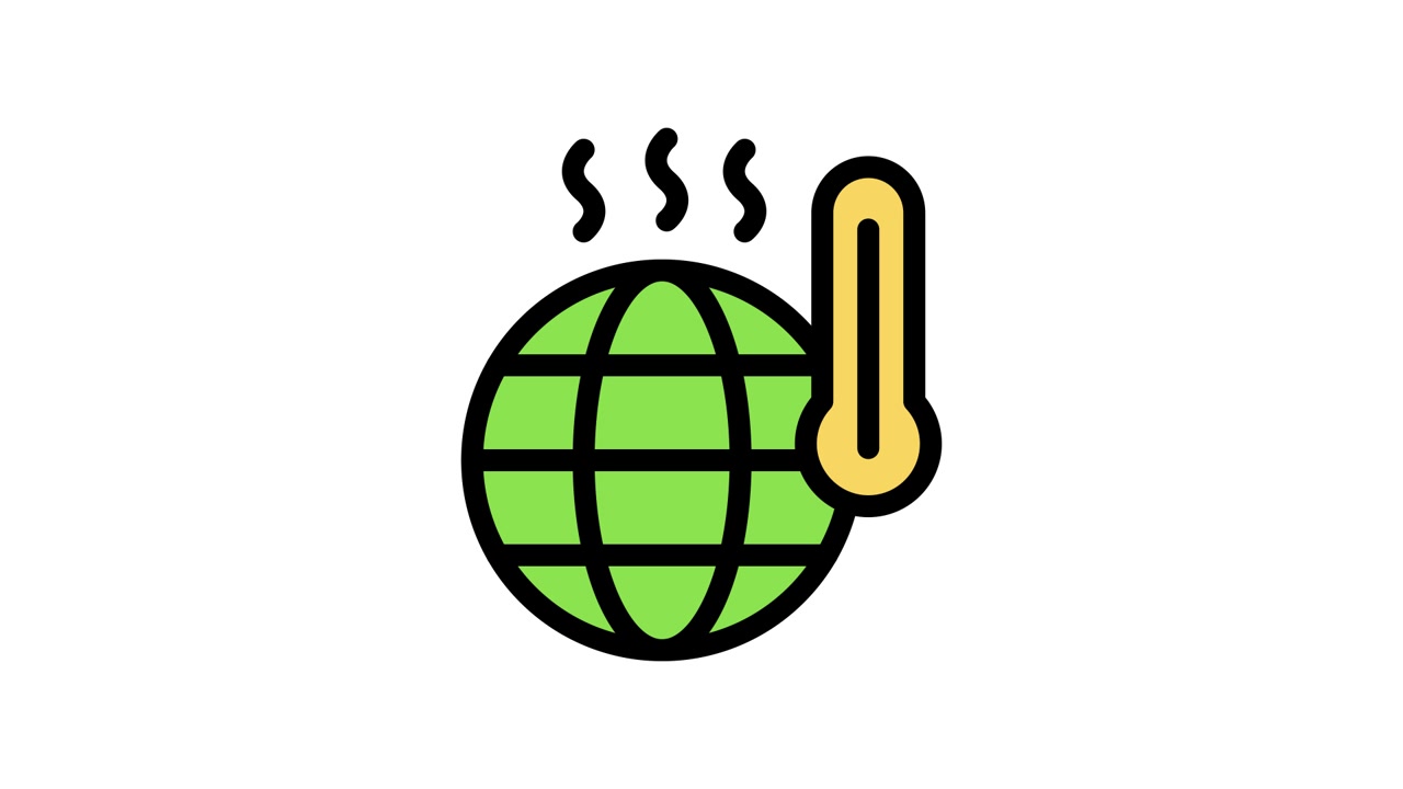 Animated Icon of Earth Warming with Thermometer