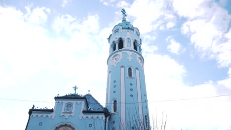 Blue church of saint Elisabeth, Bratislava, Slovakia, against the sky.