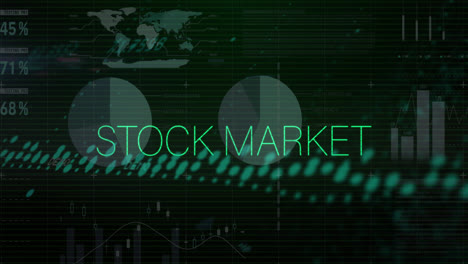 animation of stock market text over data processing