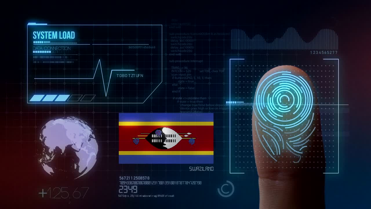 sistema de identificación por escaneo biométrico de huellas dactilares. nacionalidad de swazilandia