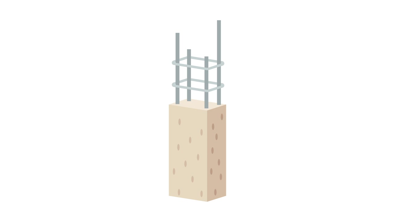 Animation of Concrete Column Construction with Steel Rebar