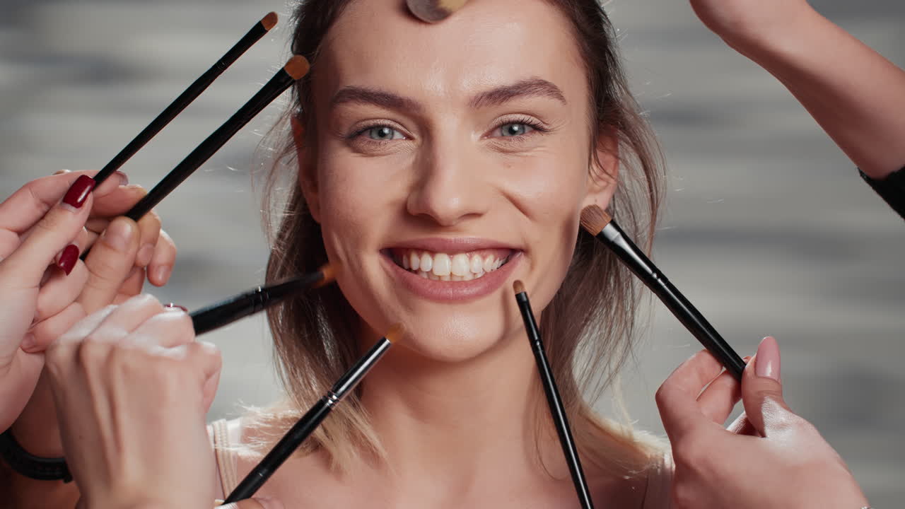 Woman Getting Makeup Applied