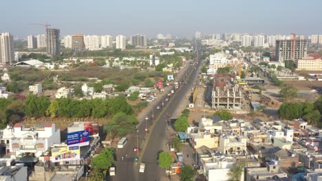 aerial view of a busy city road in india